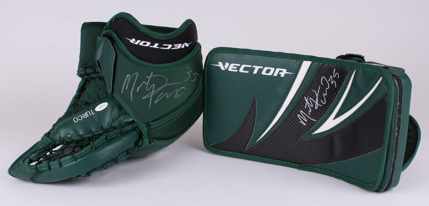 Marty Turco Signed Stars Game-Used Ice Hockey Goalie Blocker Glove Set (JSA COA) at PristineAuction.com Marty Turco Signed Stars Game-Used Ice Hockey Goalie Blocker Glove Set (JSA COA) at PristineAuction.com