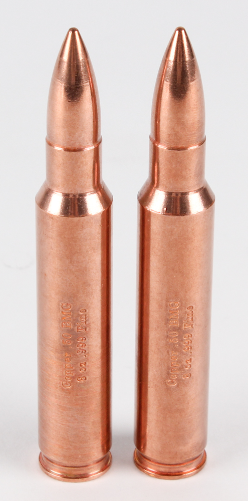 Lot of (2) 8 oz .999 Fine Copper Bullion Bullets at PristineAuction.com Lot of (2) 8 oz .999 Fine Copper Bullion Bullets at PristineAuction.com