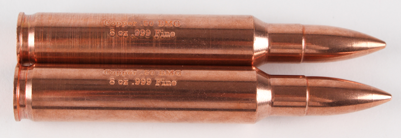 Lot of (2) 8 oz .999 Fine Copper Bullion Bullets at PristineAuction.com Lot of (2) 8 oz .999 Fine Copper Bullion Bullets at PristineAuction.com