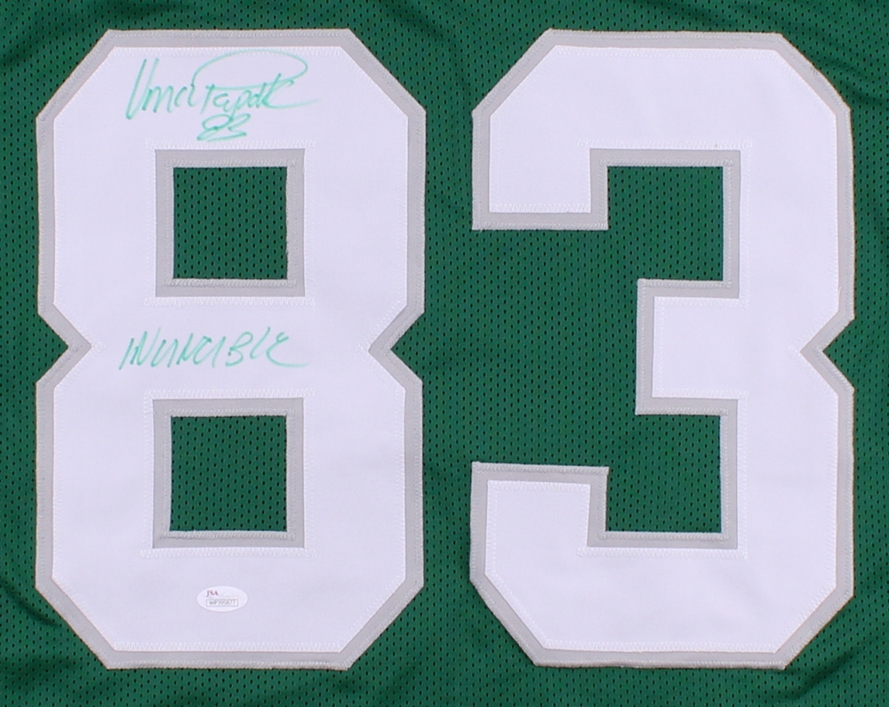 Vince Papale Signed Eagles Jersey Inscribed "Invincible" (JSA COA) at PristineAuction.com Vince Papale Signed Eagles Jersey Inscribed "Invincible" (JSA COA) at PristineAuction.com