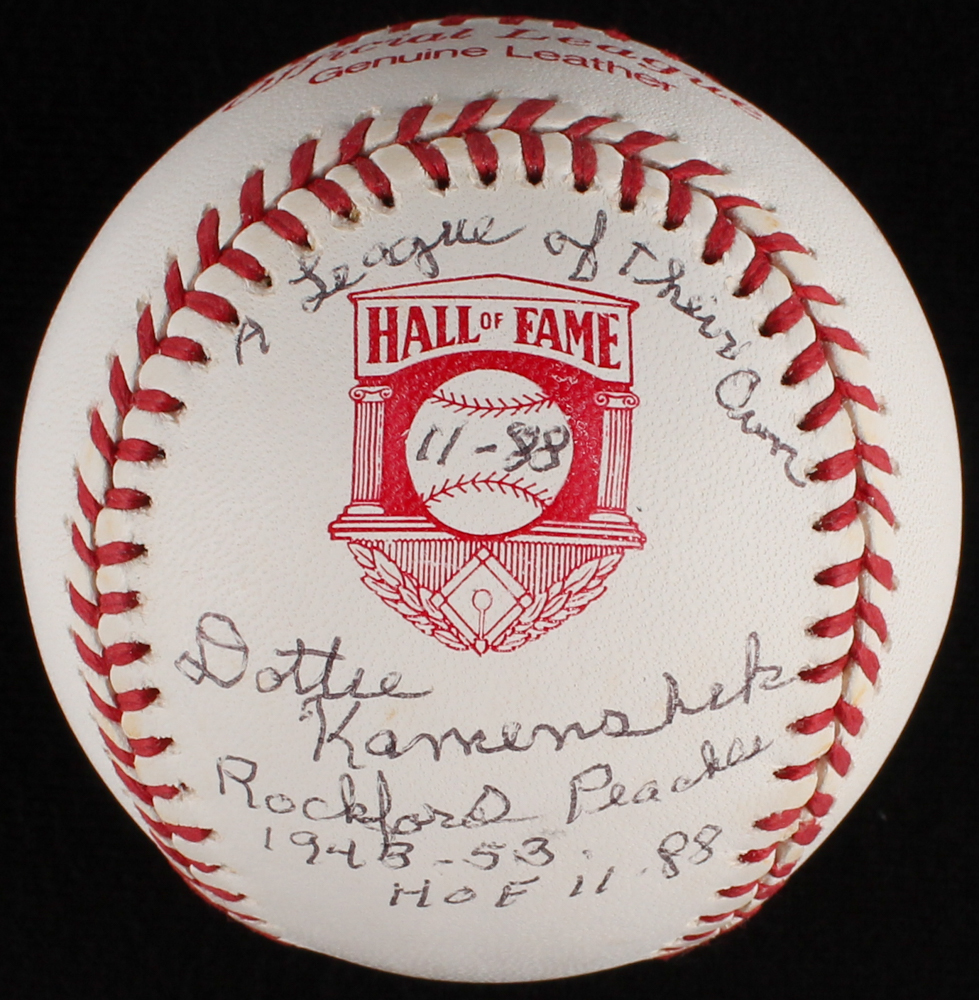 Hall of Fame OL Baseball Signed by (4) with Dottie Kamenshek, Pauline Crawley, Marge Wenzell & Alice "Lefty" Hohlmayer (PSA LOA) at PristineAuction.com Hall of Fame OL Baseball Signed by (4) with Dottie Kamenshek, Pauline Crawley, Marge Wenzell & Alice "Lefty" Hohlmayer (PSA LOA) at PristineAuction.com