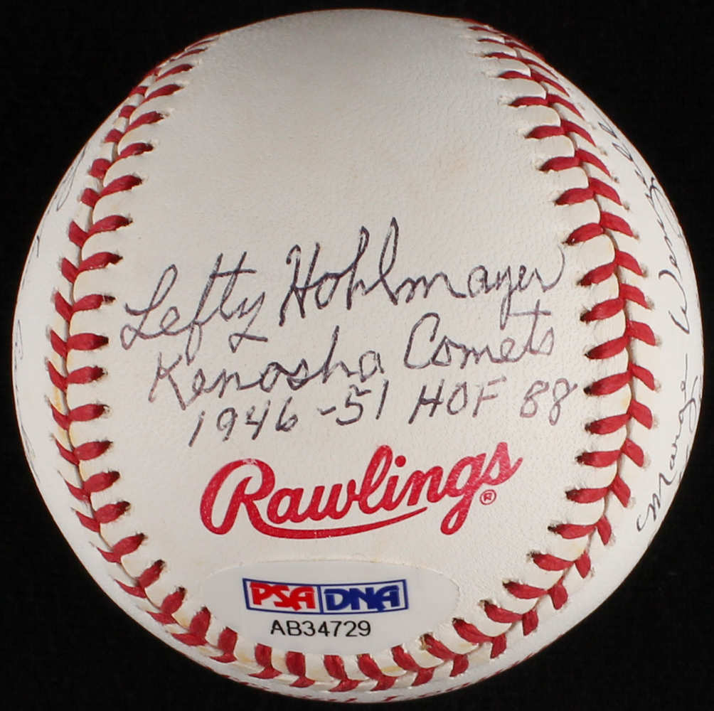 Hall of Fame OL Baseball Signed by (4) with Dottie Kamenshek, Pauline Crawley, Marge Wenzell & Alice "Lefty" Hohlmayer (PSA LOA) at PristineAuction.com Hall of Fame OL Baseball Signed by (4) with Dottie Kamenshek, Pauline Crawley, Marge Wenzell & Alice "Lefty" Hohlmayer (PSA LOA) at PristineAuction.com