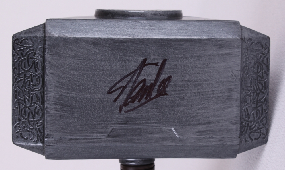 Stan Lee Signed Thor Hammer Movie Prop Replica (Lee Hologram) at PristineAuction.com Stan Lee Signed Thor Hammer Movie Prop Replica (Lee Hologram) at PristineAuction.com
