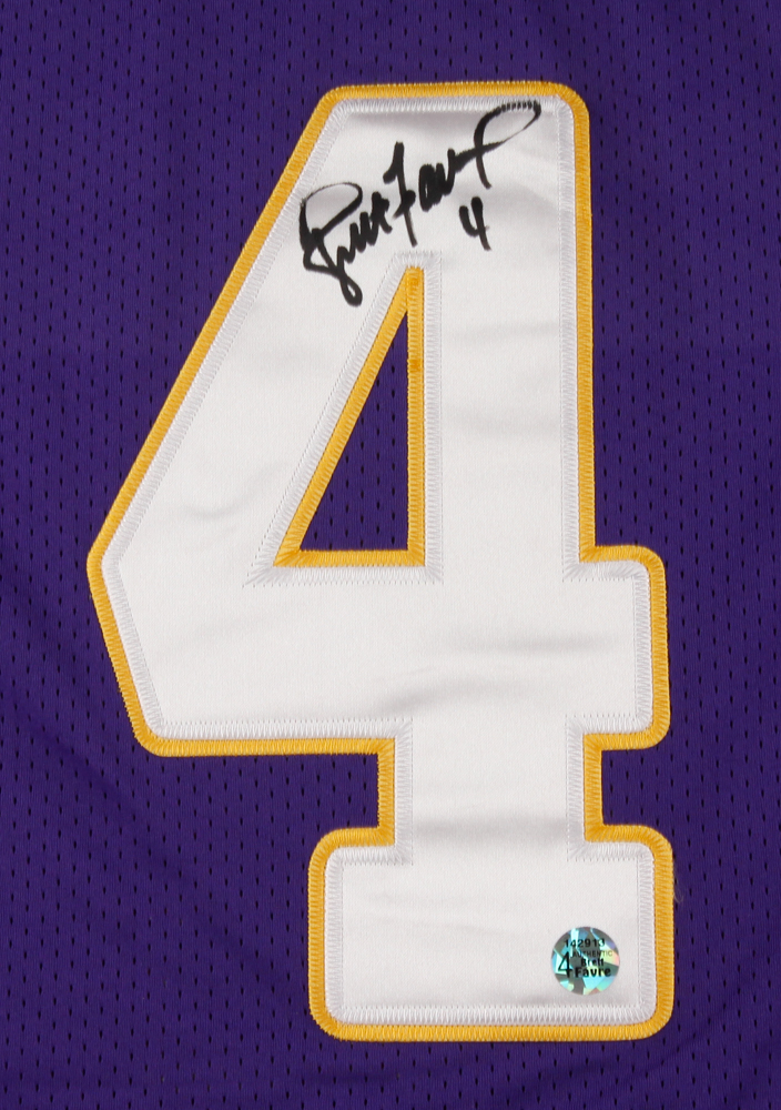 Brett Favre Signed Vikings 34.25" x 42.25" Custom Framed Jersey Display (Brett Favre Hologram) at PristineAuction.com Brett Favre Signed Vikings 34.25" x 42.25" Custom Framed Jersey Display (Brett Favre Hologram) at PristineAuction.com