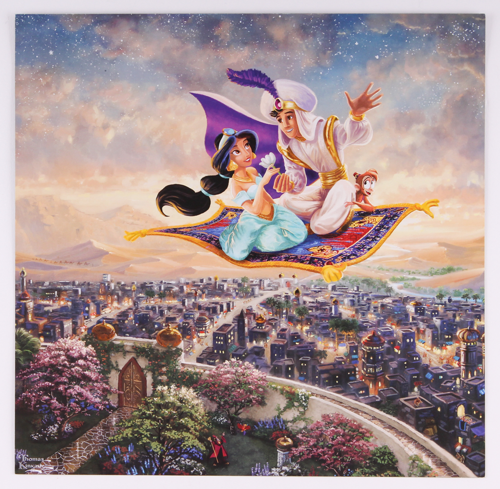 Thomas Kinkade Disney "Aladdin" 11.5" x 11.75" Lithograph at PristineAuction.com Thomas Kinkade Disney "Aladdin" 11.5" x 11.75" Lithograph at PristineAuction.com