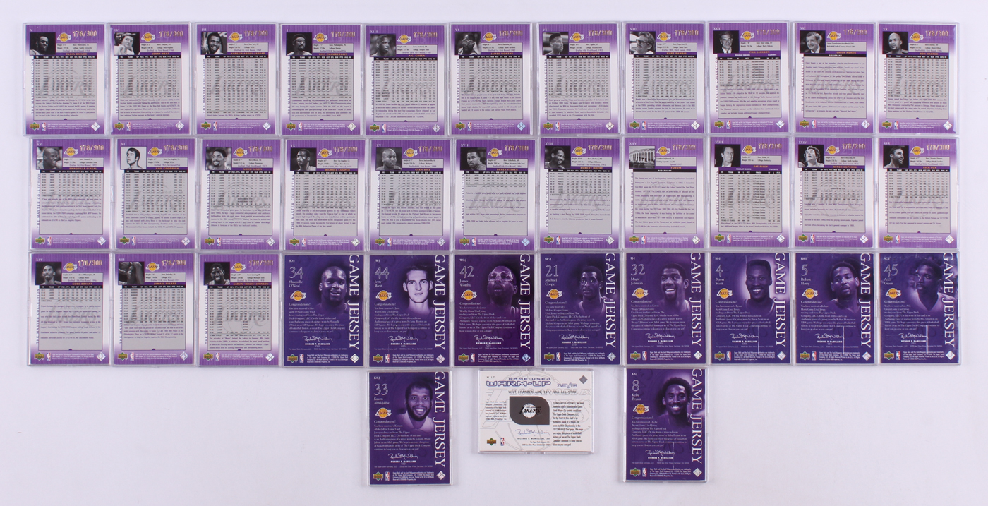 Lot of (36) LE 2000 Upper Deck Lakers Master Collection Basketball Cards With High Quality Display Case at PristineAuction.com Lot of (36) LE 2000 Upper Deck Lakers Master Collection Basketball Cards With High Quality Display Case at PristineAuction.com