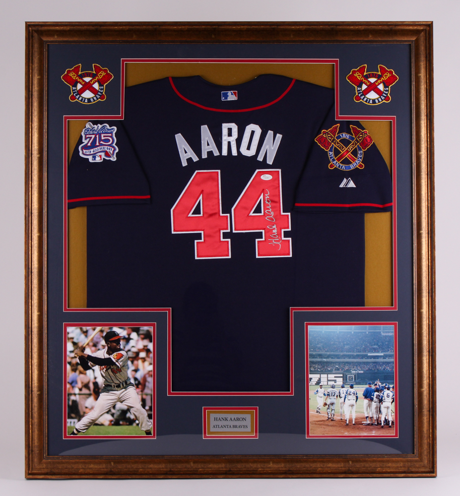 Hank Aaron Signed Braves 35x39 Custom Framed Jersey Display (JSA) at PristineAuction.com Hank Aaron Signed Braves 35x39 Custom Framed Jersey Display (JSA) at PristineAuction.com