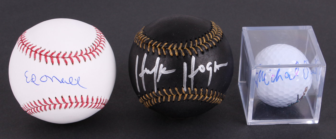 Lot of (3) Movie Star Signed Items with Hulk Hogan, Ed O'Neill & Michael O'Keefe (Schwartz COA) at PristineAuction.com Lot of (3) Movie Star Signed Items with Hulk Hogan, Ed O'Neill & Michael O'Keefe (Schwartz COA) at PristineAuction.com
