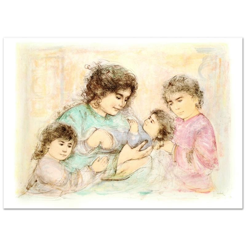 "Marilyn and Children" LE 41x30 Lithograph by Edna Hibel (Artova) at PristineAuction.com "Marilyn and Children" LE 41x30 Lithograph by Edna Hibel (Artova) at PristineAuction.com