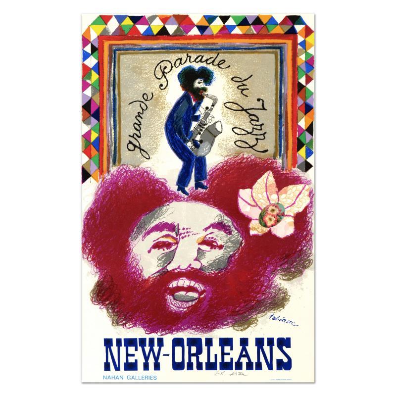 "Grande Parade Du Jazz" 22x36 Lithographic Poster by Theo Tobiasse (PA) at PristineAuction.com "Grande Parade Du Jazz" 22x36 Lithographic Poster by Theo Tobiasse (PA) at PristineAuction.com