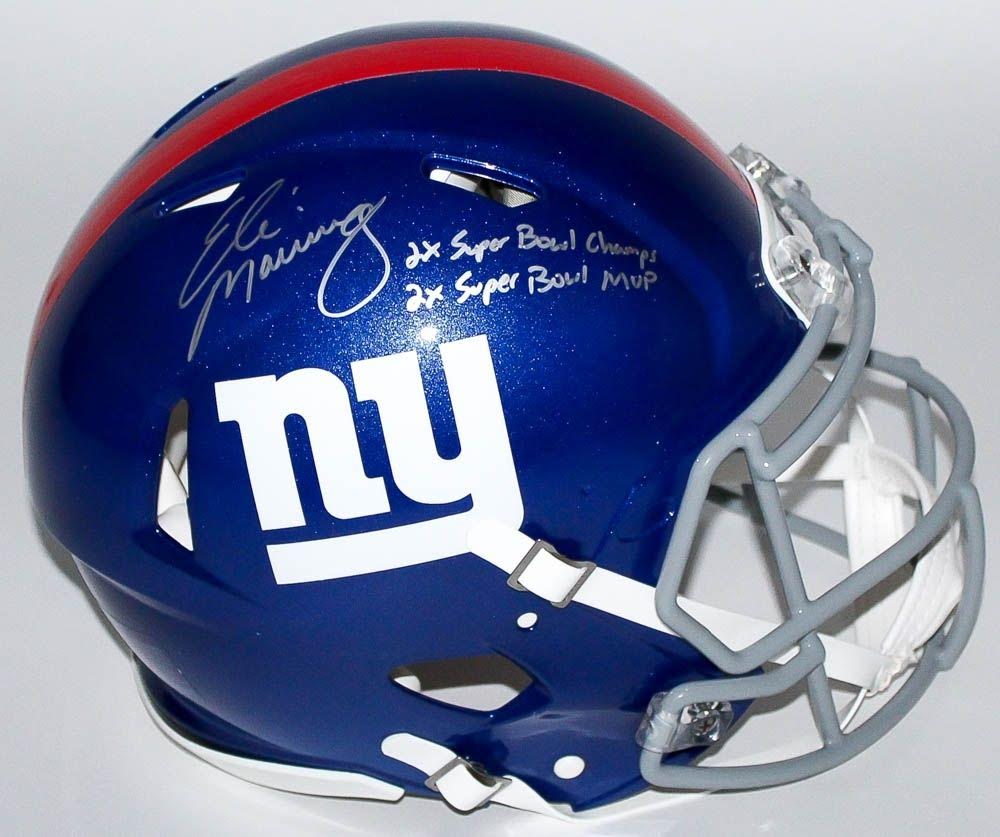 Eli Manning Signed Limited Edition Giants Full-Size Authentic Pro-Line Speed Helmet Inscribed "2x Super Bowl Champs" & "2x Super Bowl MVP" #10/10 (Steiner COA) at PristineAuction.com Eli Manning Signed Limited Edition Giants Full-Size Authentic Pro-Line Speed Helmet Inscribed "2x Super Bowl Champs" & "2x Super Bowl MVP" #10/10 (Steiner COA) at PristineAuction.com