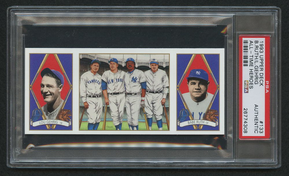 1993 Upper Deck All-Time Heroes #133 Lou Gehrig / Babe Ruth (PSA Authentic) at PristineAuction.com 1993 Upper Deck All-Time Heroes #133 Lou Gehrig / Babe Ruth (PSA Authentic) at PristineAuction.com