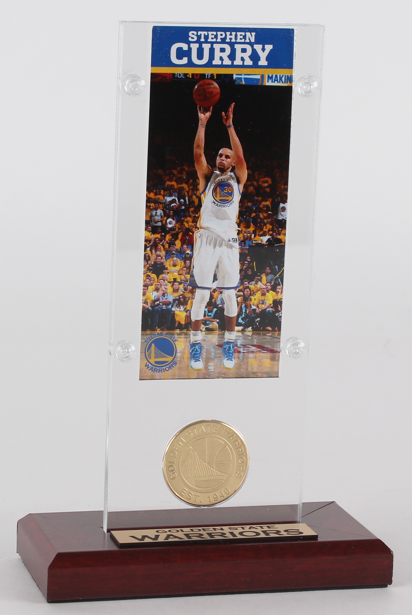 Stephen Curry Commemorative Warriors Ticket & Bronze Coin Display from Highland Mint at PristineAuction.com Stephen Curry Commemorative Warriors Ticket & Bronze Coin Display from Highland Mint at PristineAuction.com