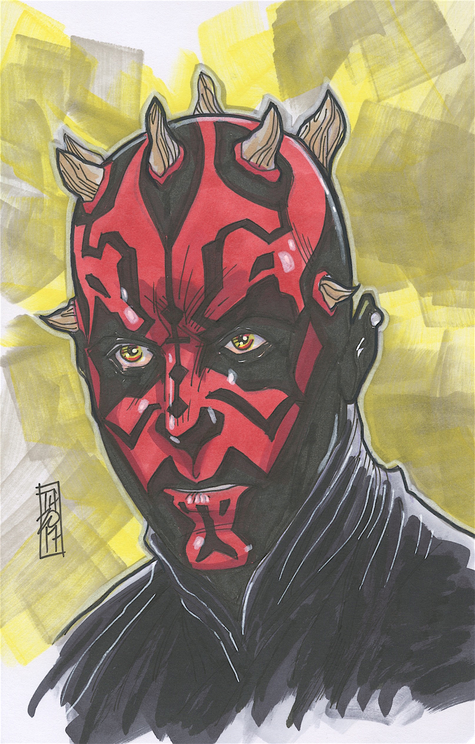 Tom Hodges - Darth Maul "Star Wars" Signed ORIGINAL 5.5" x 8.5" Color Drawing on Paper (1/1) at PristineAuction.com Tom Hodges - Darth Maul "Star Wars" Signed ORIGINAL 5.5" x 8.5" Color Drawing on Paper (1/1) at PristineAuction.com