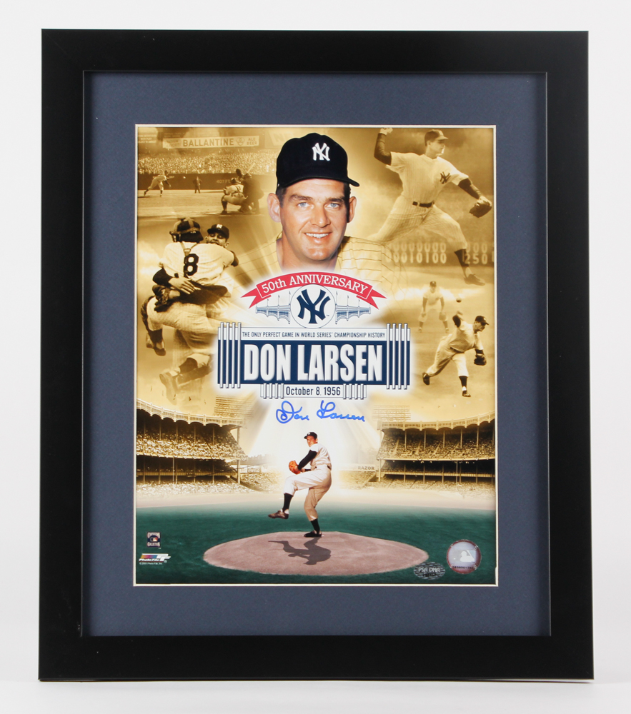 Don Larsen Signed Yankees 50th Anniversary "Perfect Game" 16" x 19" Custom Framed Photo Display (PSA COA) at PristineAuction.com Don Larsen Signed Yankees 50th Anniversary "Perfect Game" 16" x 19" Custom Framed Photo Display (PSA COA) at PristineAuction.com
