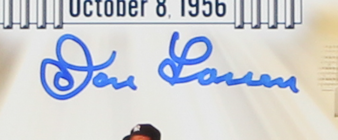 Don Larsen Signed Yankees 50th Anniversary "Perfect Game" 16" x 19" Custom Framed Photo Display (PSA COA) at PristineAuction.com Don Larsen Signed Yankees 50th Anniversary "Perfect Game" 16" x 19" Custom Framed Photo Display (PSA COA) at PristineAuction.com