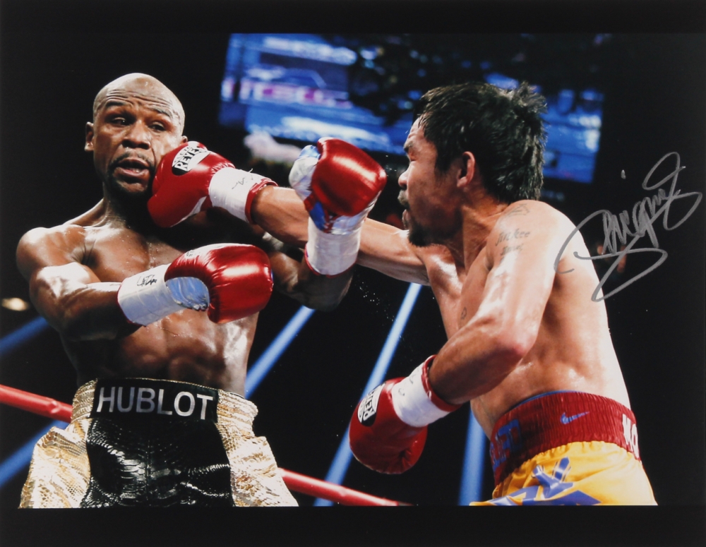 Manny Pacquiao Signed 11x14 Photo vs. Floyd Mayweather ...