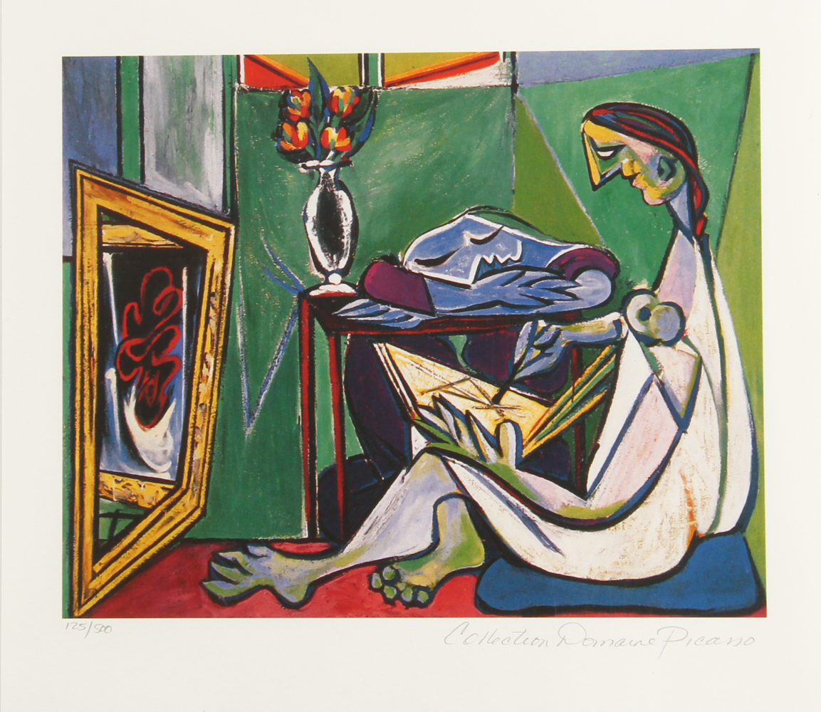 Picasso LE "Woman Drawing Before a Mirror" 11.5" x 13" Giclee one Fine Art Paper (Picasso COA) at PristineAuction.com Picasso LE "Woman Drawing Before a Mirror" 11.5" x 13" Giclee one Fine Art Paper (Picasso COA) at PristineAuction.com