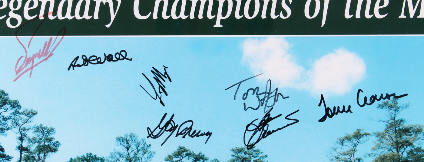 "Legendary Champions of the Masters" 24.5" x 29.75" Custom Framed Photo Display Signed by (20) Including Tiger Woods, Arnold Palmer, Doug Ford, Tom Watson (JSA ALOA) at PristineAuction.com "Legendary Champions of the Masters" 24.5" x 29.75" Custom Framed Photo Display Signed by (20) Including Tiger Woods, Arnold Palmer, Doug Ford, Tom Watson (JSA ALOA) at PristineAuction.com