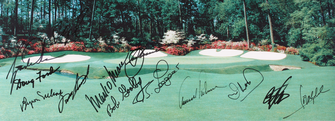 "Legendary Champions of the Masters" 24.5" x 29.75" Custom Framed Photo Display Signed by (20) Including Tiger Woods, Arnold Palmer, Doug Ford, Tom Watson (JSA ALOA) at PristineAuction.com "Legendary Champions of the Masters" 24.5" x 29.75" Custom Framed Photo Display Signed by (20) Including Tiger Woods, Arnold Palmer, Doug Ford, Tom Watson (JSA ALOA) at PristineAuction.com