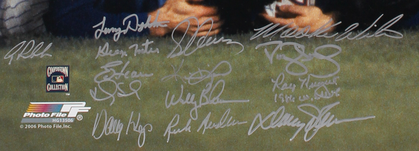 1986 Mets World Series Champions 16x20 Photo Team-Signed by (34) with Darryl Strawberry, Doc Gooden, Lenny Dykstra, Gary Carter (PSA LOA) at PristineAuction.com 1986 Mets World Series Champions 16x20 Photo Team-Signed by (34) with Darryl Strawberry, Doc Gooden, Lenny Dykstra, Gary Carter (PSA LOA) at PristineAuction.com