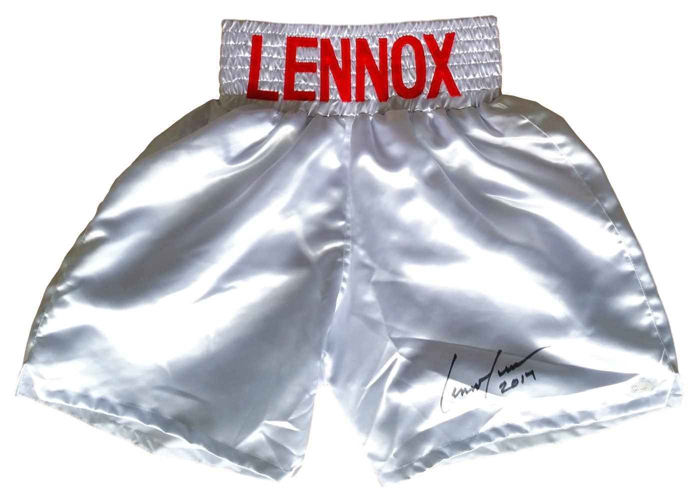 Lennox Lewis Signed Boxing Trunks Inscribed "2017" (JSA COA) at PristineAuction.com Lennox Lewis Signed Boxing Trunks Inscribed "2017" (JSA COA) at PristineAuction.com