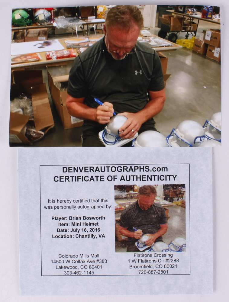 Brian Bosworth Signed Seahawks Throwback Mini-Helmet (JSA COA) at PristineAuction.com Brian Bosworth Signed Seahawks Throwback Mini-Helmet (JSA COA) at PristineAuction.com