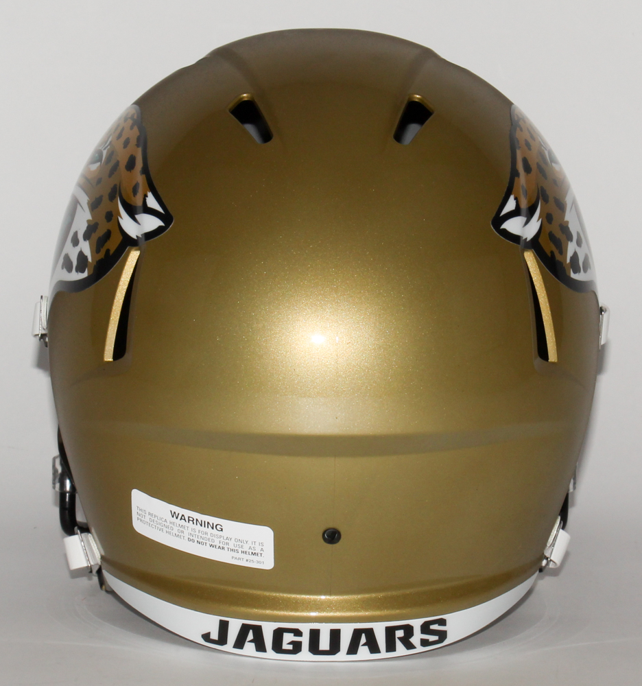 Jaguars Full-Size Custom Matte Black & Gold Speed Helmet at PristineAuction.com Jaguars Full-Size Custom Matte Black & Gold Speed Helmet at PristineAuction.com