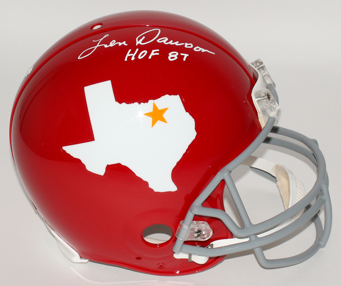 Len Dawson Signed Dallas Texans Throwback Full-Size Authentic Pro-Line Helmet Inscribed "HOF 87" (JSA COA) at PristineAuction.com Len Dawson Signed Dallas Texans Throwback Full-Size Authentic Pro-Line Helmet Inscribed "HOF 87" (JSA COA) at PristineAuction.com