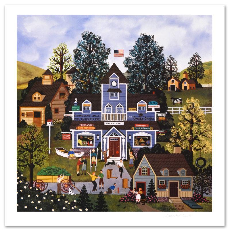 "Boys Will Be Boys" LE 20x21 Lithograph by Jane Wooster Scott (PA) at PristineAuction.com "Boys Will Be Boys" LE 20x21 Lithograph by Jane Wooster Scott (PA) at PristineAuction.com