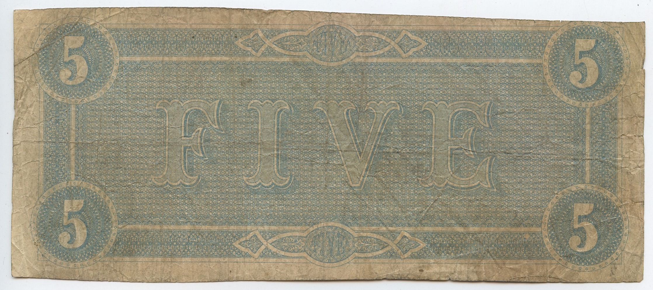 1864 $5 Five Dollars Confederate States of America Richmond CSA Bank Note Bill at PristineAuction.com 1864 $5 Five Dollars Confederate States of America Richmond CSA Bank Note Bill at PristineAuction.com