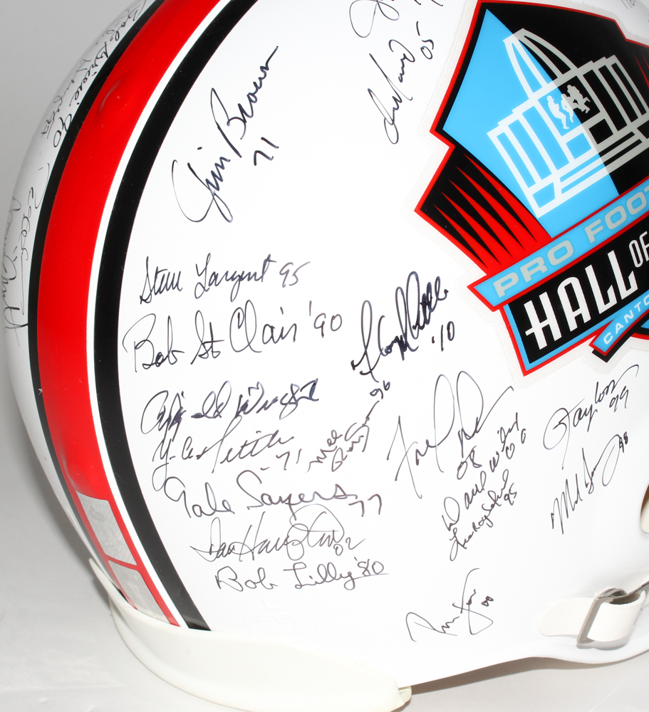 NFL HOF Full-Size Helmet Signed by (49) with Jim Brown, Joe Montana, Dan Marino, Dick Butkus, Troy Aikman, Emmitt Smith, Deion Sanders, Bruce Smith, Don Shula, Jerry Rice, Ronnie Lott, Gale Sayers (JSA LOA) at PristineAuction.com NFL HOF Full-Size Helmet Signed by (49) with Jim Brown, Joe Montana, Dan Marino, Dick Butkus, Troy Aikman, Emmitt Smith, Deion Sanders, Bruce Smith, Don Shula, Jerry Rice, Ronnie Lott, Gale Sayers (JSA LOA) at PristineAuction.com
