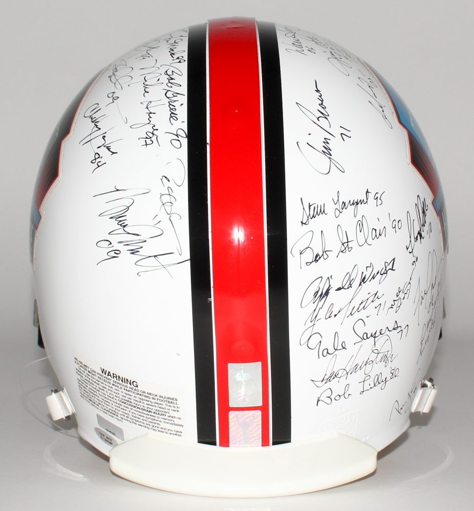 NFL HOF Full-Size Helmet Signed by (49) with Jim Brown, Joe Montana, Dan Marino, Dick Butkus, Troy Aikman, Emmitt Smith, Deion Sanders, Bruce Smith, Don Shula, Jerry Rice, Ronnie Lott, Gale Sayers (JSA LOA) at PristineAuction.com NFL HOF Full-Size Helmet Signed by (49) with Jim Brown, Joe Montana, Dan Marino, Dick Butkus, Troy Aikman, Emmitt Smith, Deion Sanders, Bruce Smith, Don Shula, Jerry Rice, Ronnie Lott, Gale Sayers (JSA LOA) at PristineAuction.com