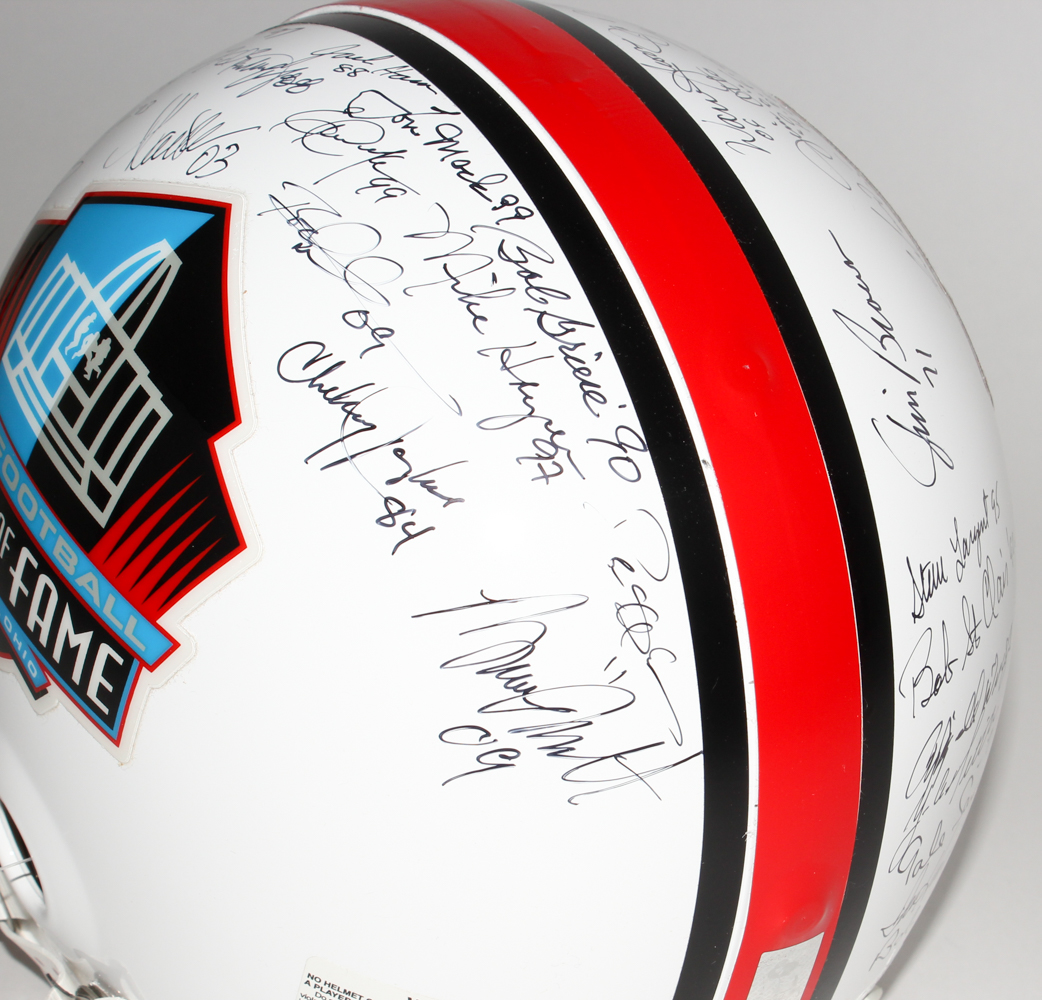 NFL HOF Full-Size Helmet Signed by (49) with Jim Brown, Joe Montana, Dan Marino, Dick Butkus, Troy Aikman, Emmitt Smith, Deion Sanders, Bruce Smith, Don Shula, Jerry Rice, Ronnie Lott, Gale Sayers (JSA LOA) at PristineAuction.com NFL HOF Full-Size Helmet Signed by (49) with Jim Brown, Joe Montana, Dan Marino, Dick Butkus, Troy Aikman, Emmitt Smith, Deion Sanders, Bruce Smith, Don Shula, Jerry Rice, Ronnie Lott, Gale Sayers (JSA LOA) at PristineAuction.com