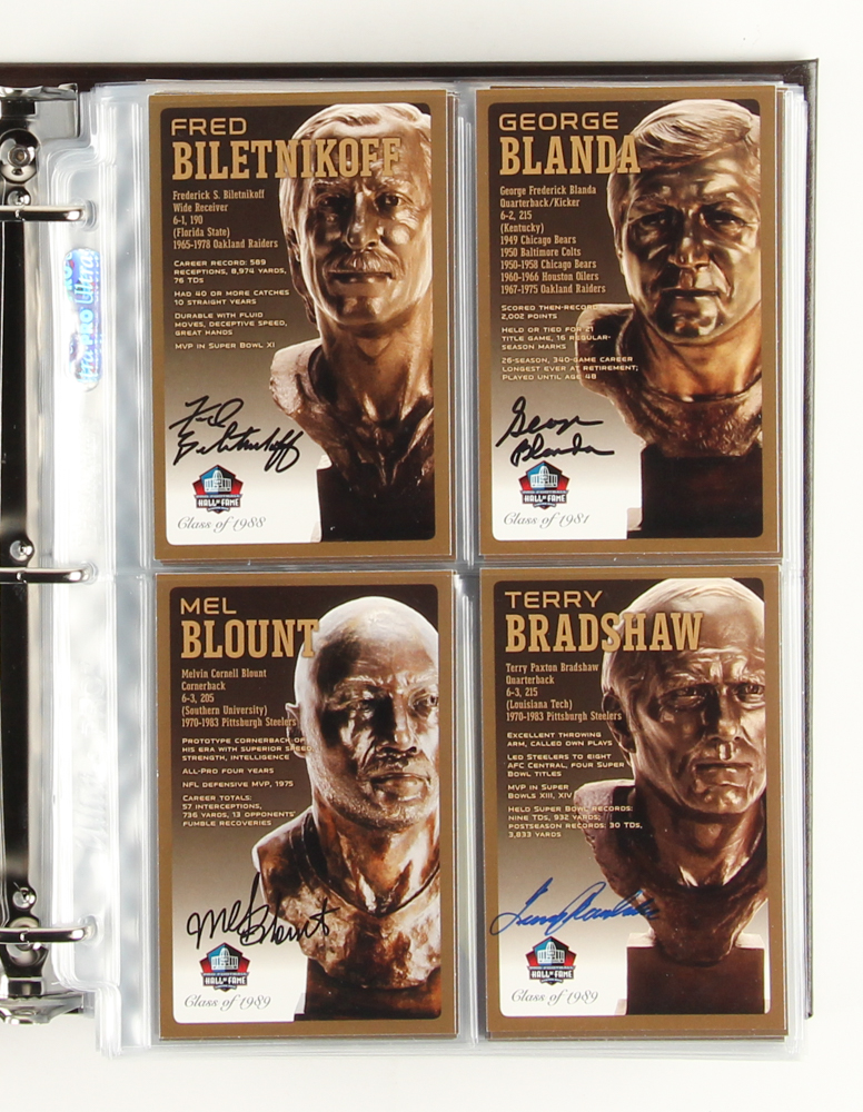 Pro Football Hall of Fame Bronze Bust Collector Card Set Signed by (147+) with Joe Montana, John Elway, Barry Sanders, John Madden, Steve Young, Terry Bradshaw, Franco Harris, Jack Lambert, Dan Marino (HOF COA) at PristineAuction.com Pro Football Hall of Fame Bronze Bust Collector Card Set Signed by (147+) with Joe Montana, John Elway, Barry Sanders, John Madden, Steve Young, Terry Bradshaw, Franco Harris, Jack Lambert, Dan Marino (HOF COA) at PristineAuction.com
