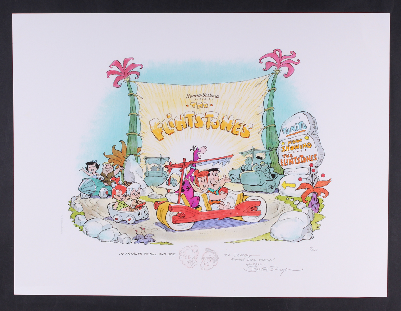 Bob Singer Signed "Hanna-Barbera Presents The Flintstones" 20" x 15" Limited Edition Giclee on Paper #4/250 (PA LOA & Clampett Studio COA) at PristineAuction.com Bob Singer Signed "Hanna-Barbera Presents The Flintstones" 20" x 15" Limited Edition Giclee on Paper #4/250 (PA LOA & Clampett Studio COA) at PristineAuction.com