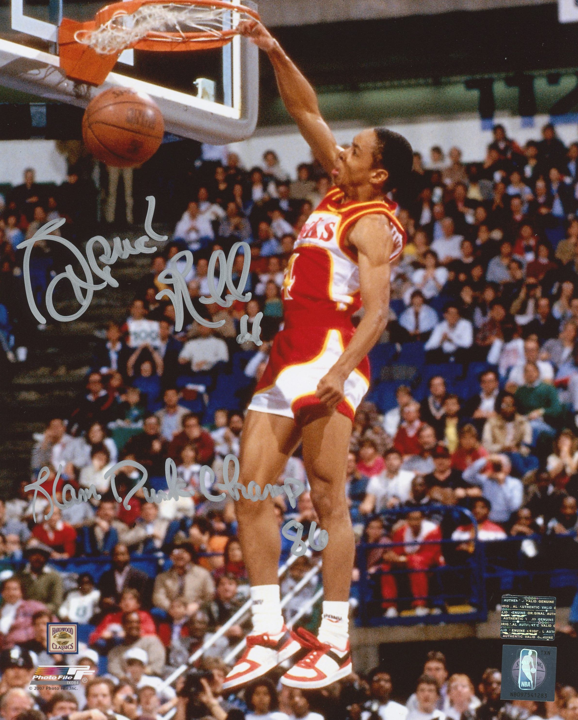 Spud Webb Signed Hawks 8x10 Photo Inscribed "Slam Dunk Champ 86" (Webb Hologram) at PristineAuction.com Spud Webb Signed Hawks 8x10 Photo Inscribed "Slam Dunk Champ 86" (Webb Hologram) at PristineAuction.com
