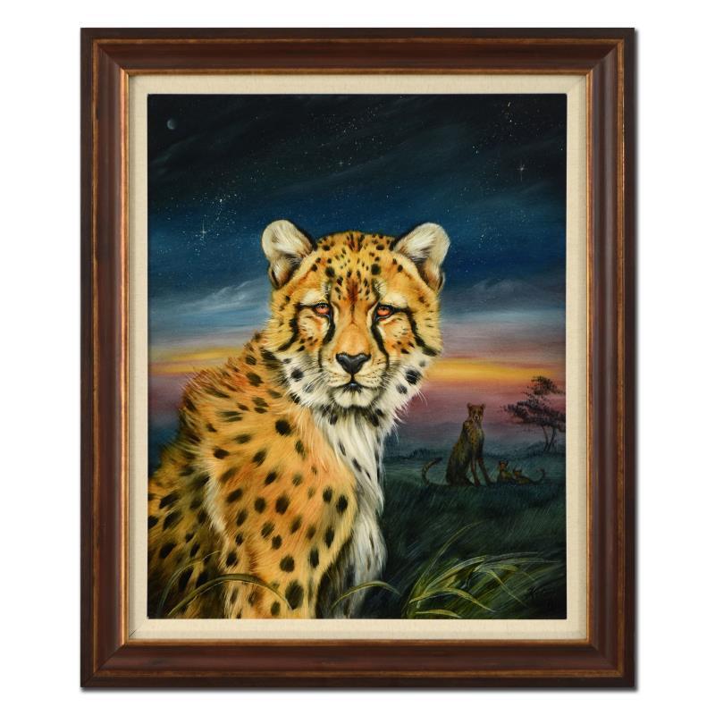 Martin Katon Signed "Cheetah Family" 31x37 Custom Framed Original Oil Painting on Canvas at PristineAuction.com Martin Katon Signed "Cheetah Family" 31x37 Custom Framed Original Oil Painting on Canvas at PristineAuction.com