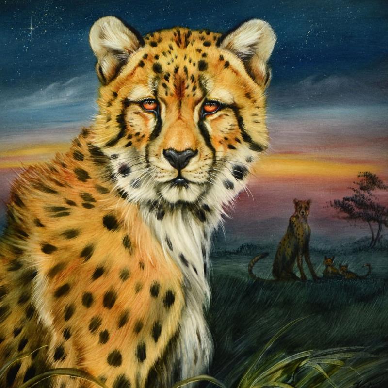 Martin Katon Signed "Cheetah Family" 31x37 Custom Framed Original Oil Painting on Canvas at PristineAuction.com Martin Katon Signed "Cheetah Family" 31x37 Custom Framed Original Oil Painting on Canvas at PristineAuction.com