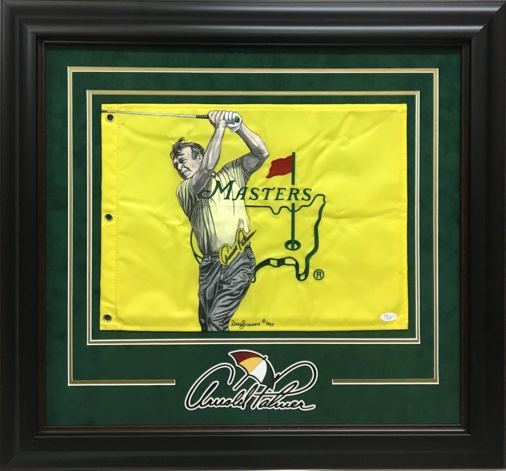 Arnold Palmer Signed 29" x 27" Custom Framed Masters Pin Flag with
