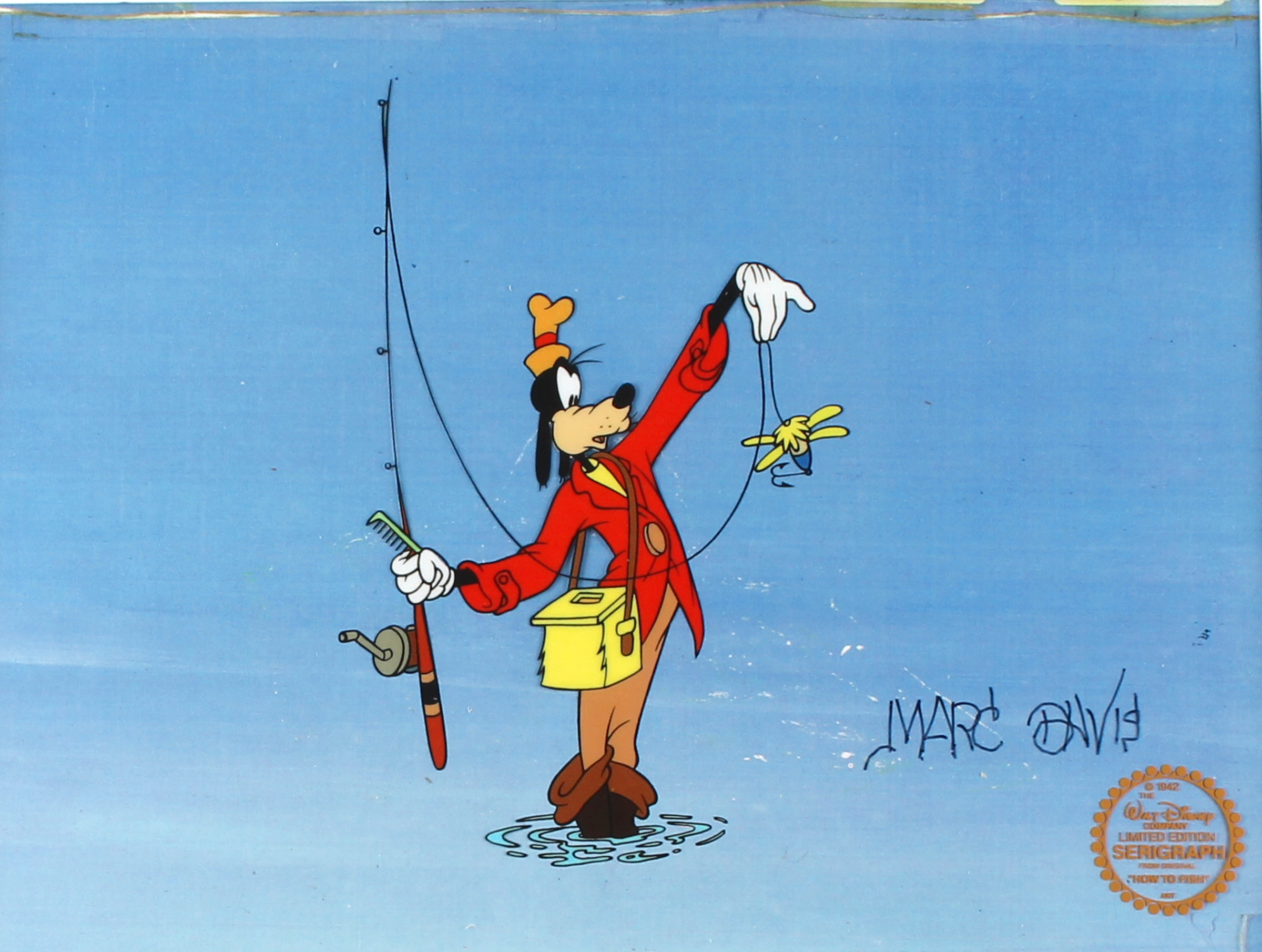 Marc Davis Signed Goofy "How To Fish" Walt Disney 16" x 19" Custom Matted Limited Edition Animation Serigraph Cel (Davis COA) at PristineAuction.com Marc Davis Signed Goofy "How To Fish" Walt Disney 16" x 19" Custom Matted Limited Edition Animation Serigraph Cel (Davis COA) at PristineAuction.com