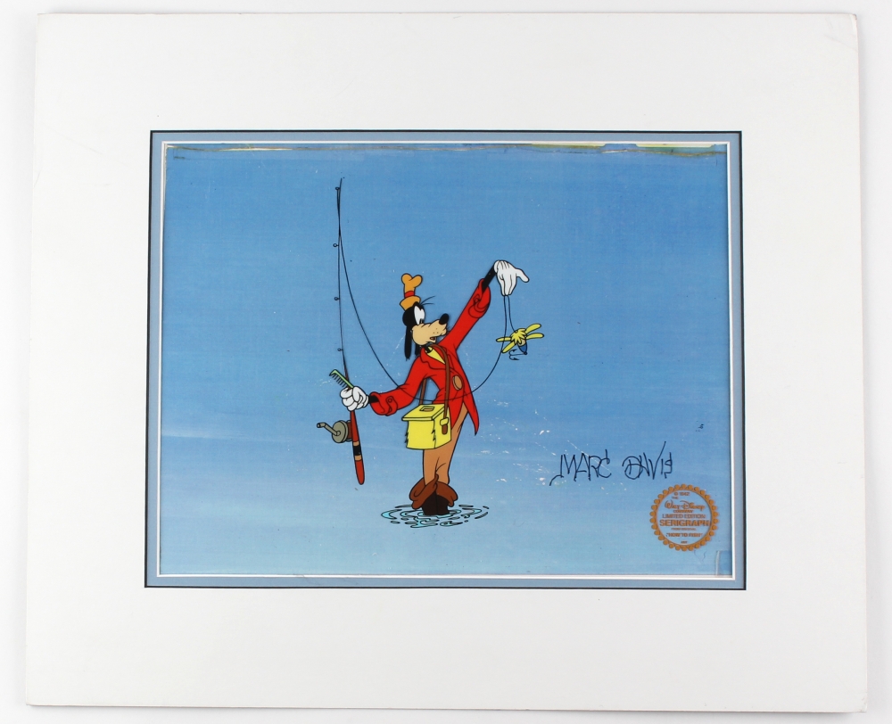 Marc Davis Signed Goofy "How To Fish" Walt Disney 16" x 19" Custom Matted Limited Edition Animation Serigraph Cel (Davis COA) at PristineAuction.com Marc Davis Signed Goofy "How To Fish" Walt Disney 16" x 19" Custom Matted Limited Edition Animation Serigraph Cel (Davis COA) at PristineAuction.com