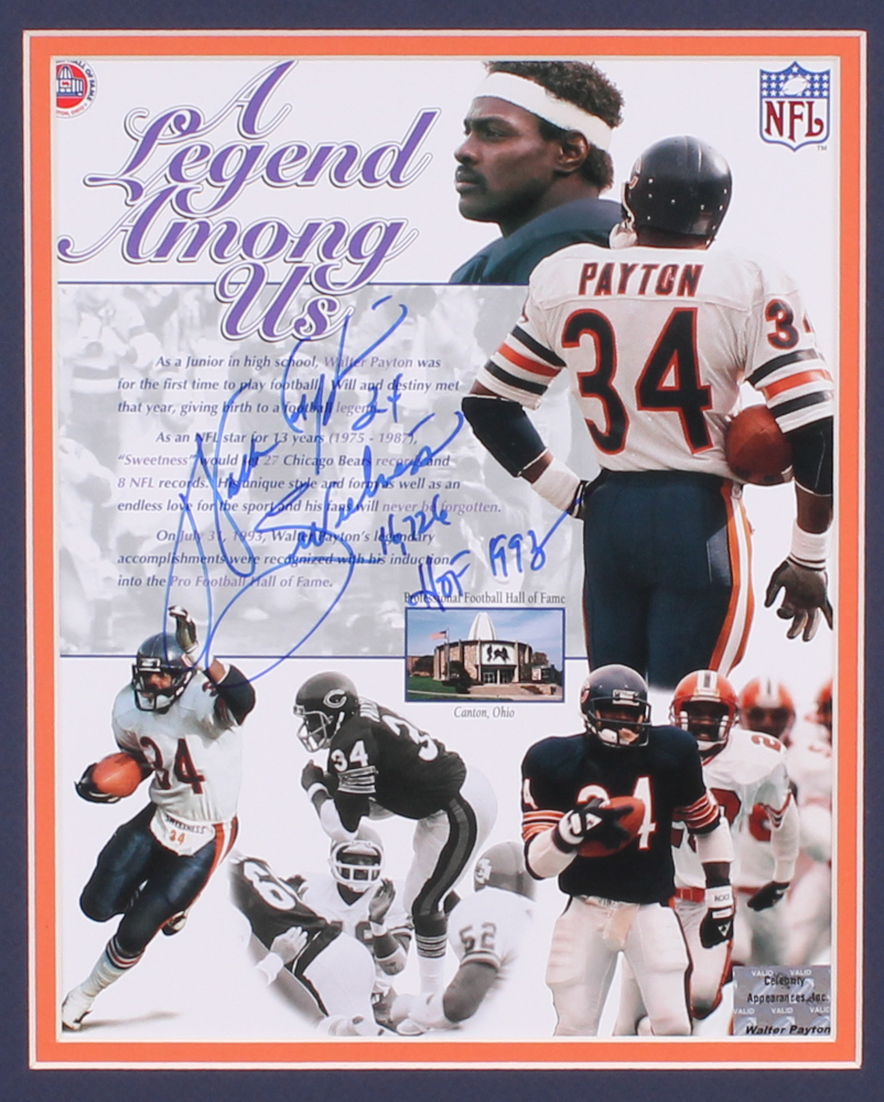 Walter Payton, Dick Butkus & Gale Sayers Signed 18x30 Custom Matted Photo Display (PSA COA, Payton COA & SOP COA) at PristineAuction.com Walter Payton, Dick Butkus & Gale Sayers Signed 18x30 Custom Matted Photo Display (PSA COA, Payton COA & SOP COA) at PristineAuction.com