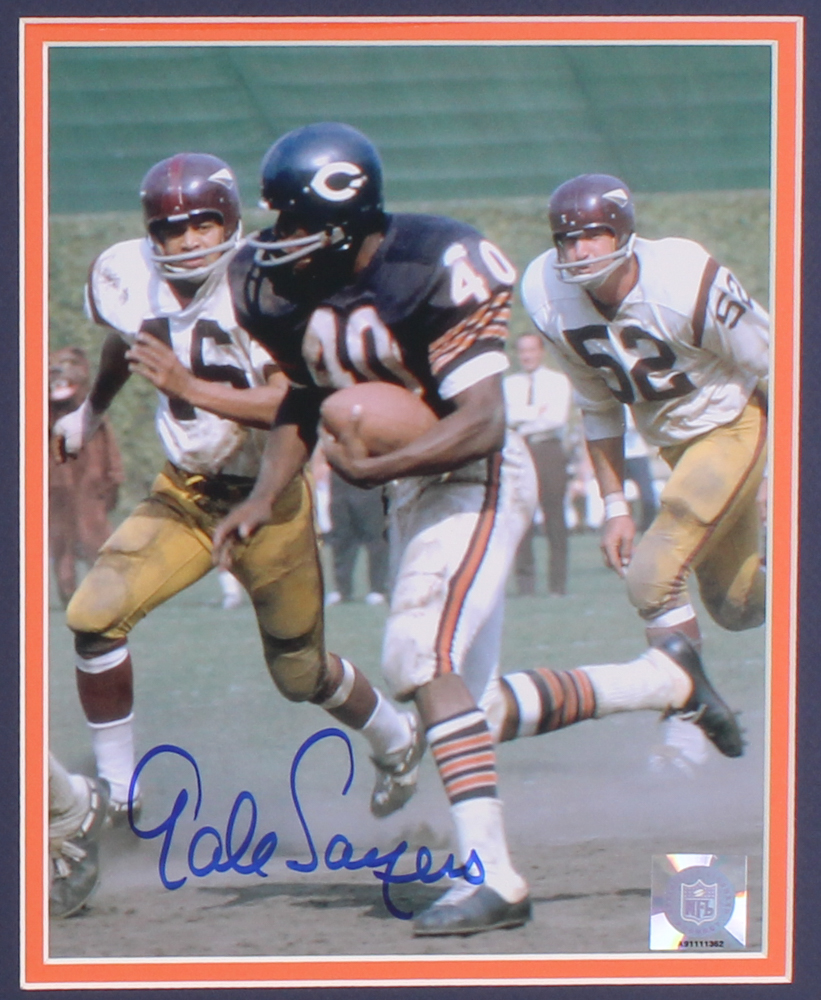 Walter Payton, Dick Butkus & Gale Sayers Signed 18x30 Custom Matted Photo Display (PSA COA, Payton COA & SOP COA) at PristineAuction.com Walter Payton, Dick Butkus & Gale Sayers Signed 18x30 Custom Matted Photo Display (PSA COA, Payton COA & SOP COA) at PristineAuction.com