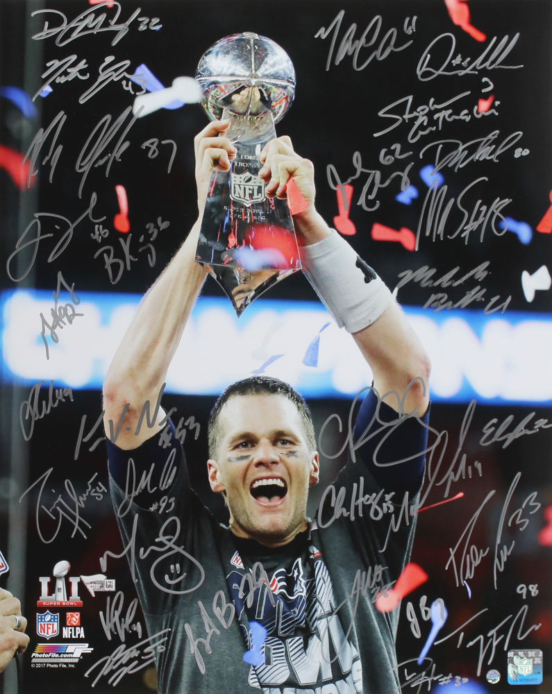2016 New England Patriots Superbowl 51 16x20 Photo Team-Signed by (30) with Rob Gronkowski, Malcolm Butler, Marcus Cannon, Dion Lewis (Fanatics & Steiner) at PristineAuction.com 2016 New England Patriots Superbowl 51 16x20 Photo Team-Signed by (30) with Rob Gronkowski, Malcolm Butler, Marcus Cannon, Dion Lewis (Fanatics & Steiner) at PristineAuction.com