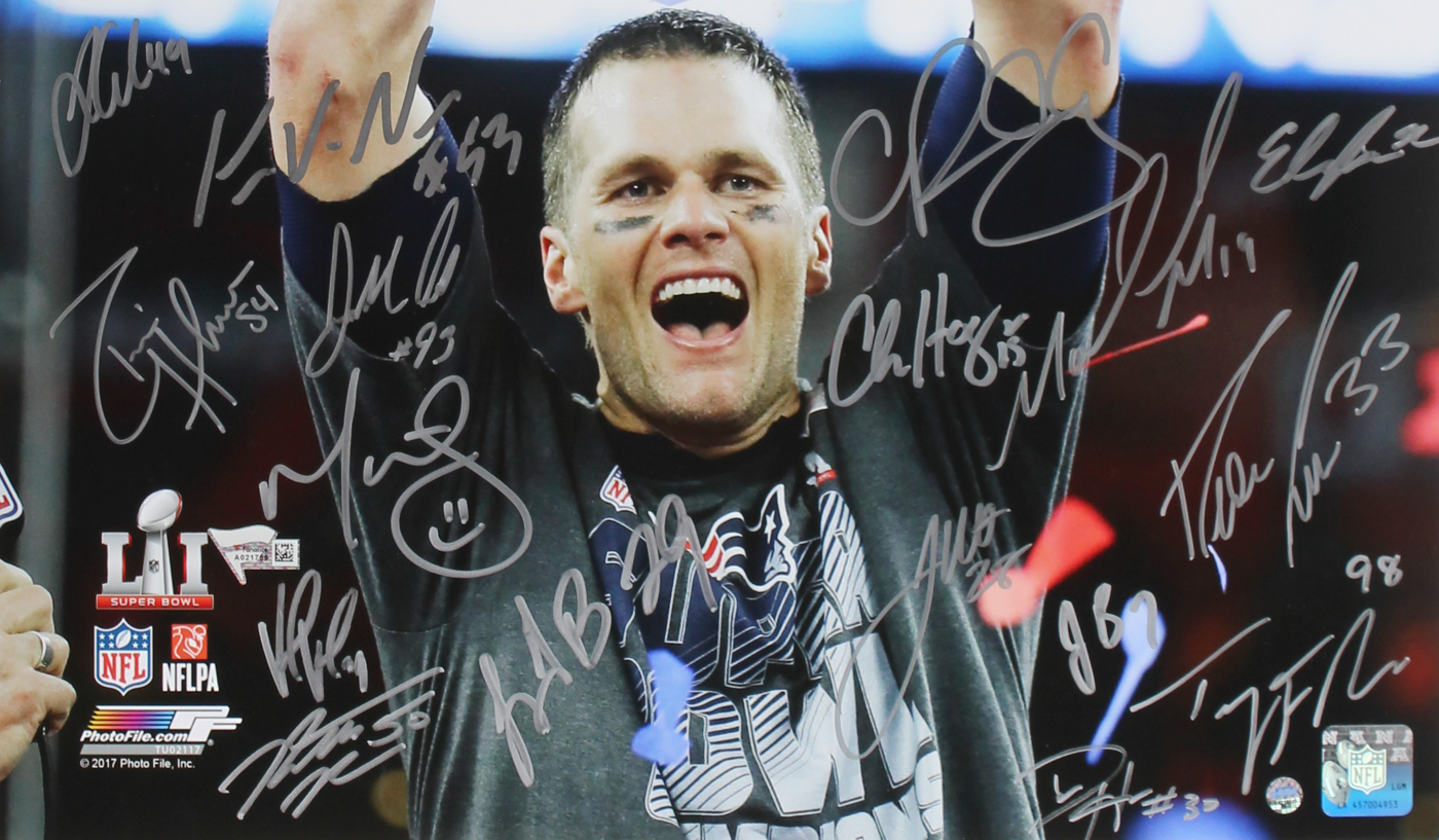 2016 New England Patriots Superbowl 51 16x20 Photo Team-Signed by (30) with Rob Gronkowski, Malcolm Butler, Marcus Cannon, Dion Lewis (Fanatics & Steiner) at PristineAuction.com 2016 New England Patriots Superbowl 51 16x20 Photo Team-Signed by (30) with Rob Gronkowski, Malcolm Butler, Marcus Cannon, Dion Lewis (Fanatics & Steiner) at PristineAuction.com