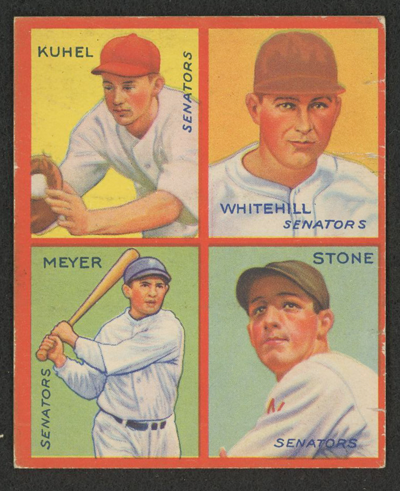1935 Goudey 4-in-1 #18-9 Joe Kuhel / Earl Whitehill /Buddy Myer / John Stone / 9H at PristineAuction.com 1935 Goudey 4-in-1 #18-9 Joe Kuhel / Earl Whitehill /Buddy Myer / John Stone / 9H at PristineAuction.com