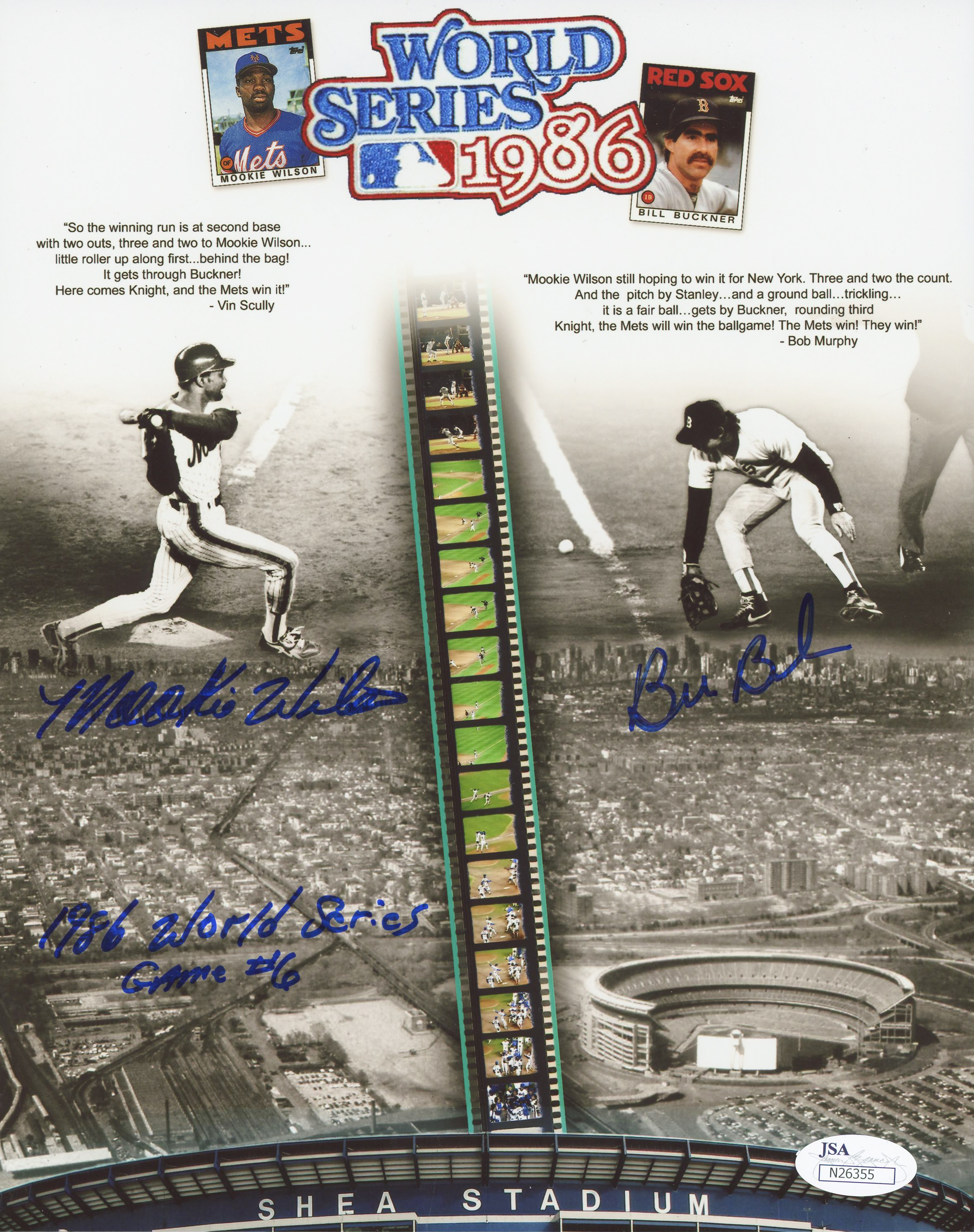Bill Buckner & Mookie Wilson Signed 1986 World Series 8x10 Photo Inscribed "1986 World Series Game #6" (JSA COA) at PristineAuction.com Bill Buckner & Mookie Wilson Signed 1986 World Series 8x10 Photo Inscribed "1986 World Series Game #6" (JSA COA) at PristineAuction.com