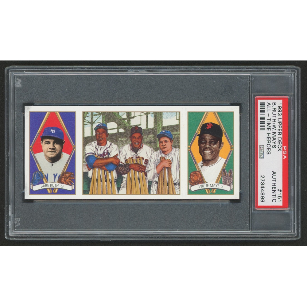 1993 Upper Deck All-Time Heroes #151 Babe Ruth / Willie Mays (PSA ...