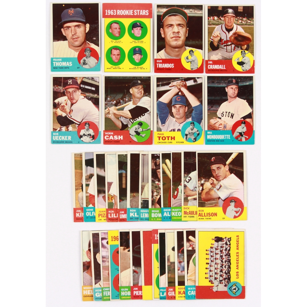 Lot of (33) 1963 Topps Baseball Cards with #495 Frank Thomas SP, #460 Del  Crandall, #445 Norm Cash, #126 Bob Uecker | Pristine Auction